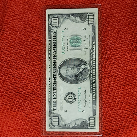 1950 Series $100 Note Paper Currency with a wildly rare serial number - Picture 3 of 4